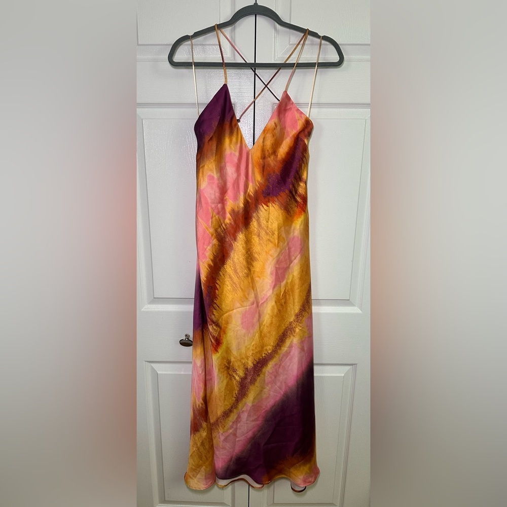 Zara Tie-Dye Satin Slip Dress - Size L